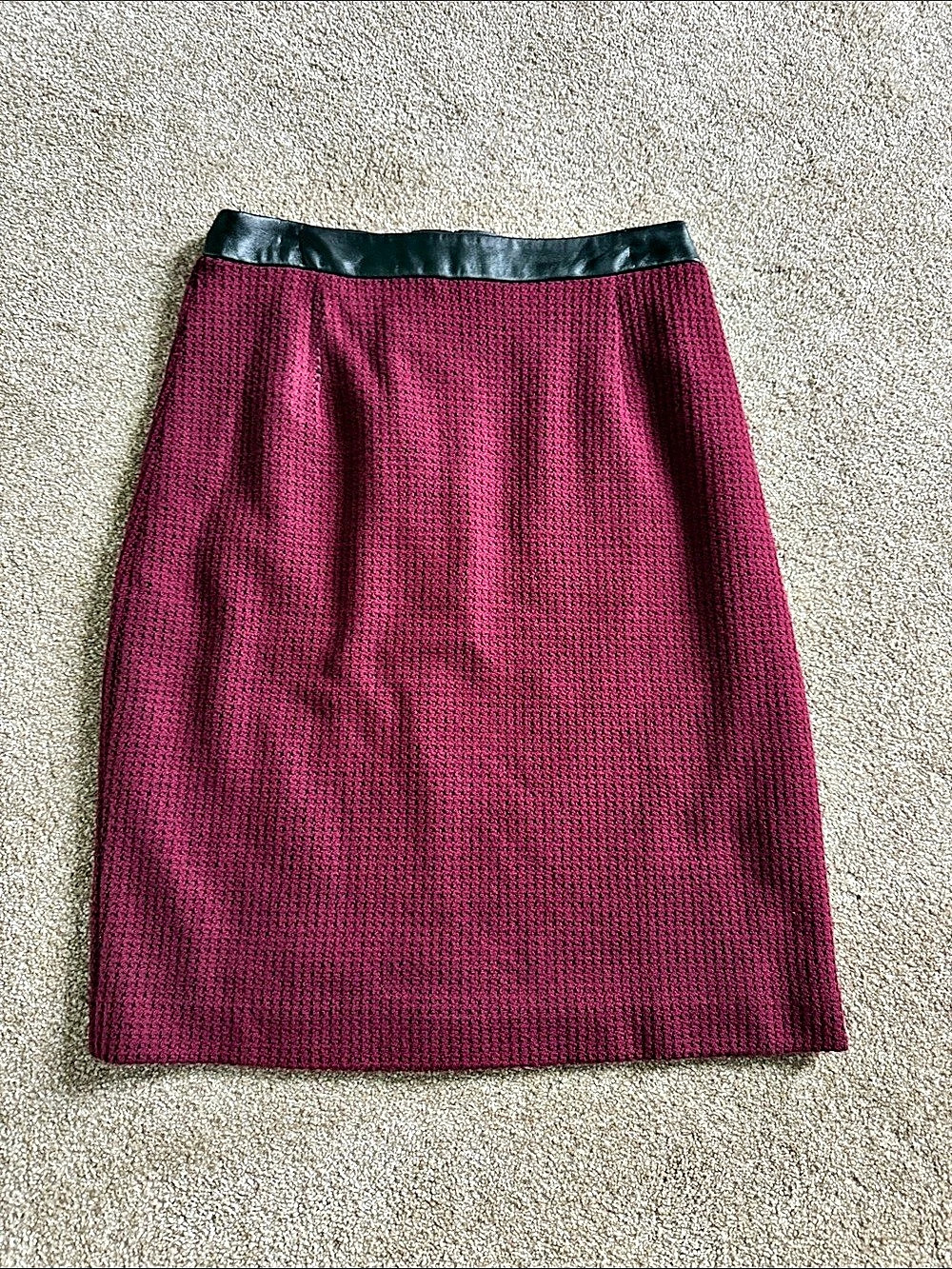 Nanette Lepore Leather Trim Skirt in burgundy